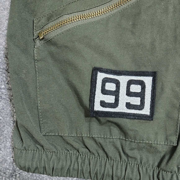 Freebird 100% Cotton Olive Green Embroidered Patch Bomber Jacket Y2K Look - Picture 6 of 9